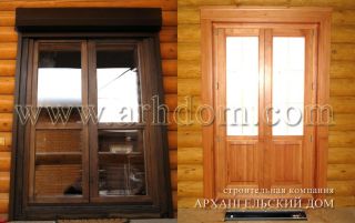 Деревянная отделка окна и двери
