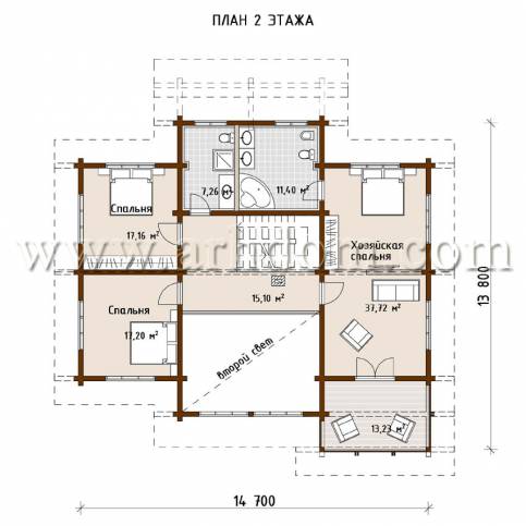 План второго этажа проекта Кантри-348