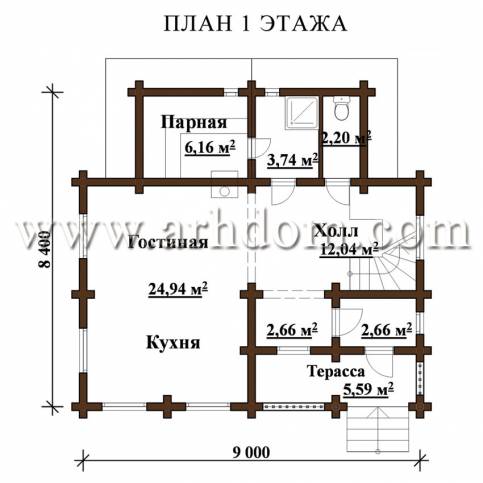 План первого этажа проекта Баня-122