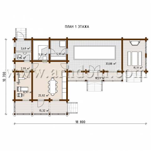 План первого этажа проекта Баня-142