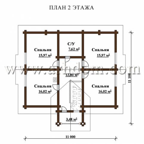 План второго этажа проекта Головеньки-223