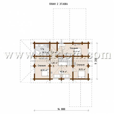 План второго этажа проекта Сергеевка-364 (с баней)