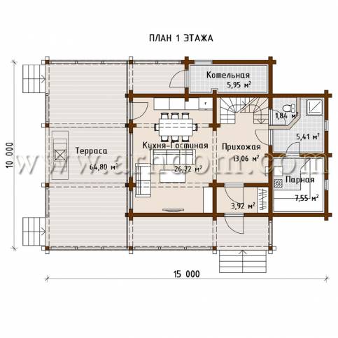 План первого этажа проекта Яхрома-187 (с баней)