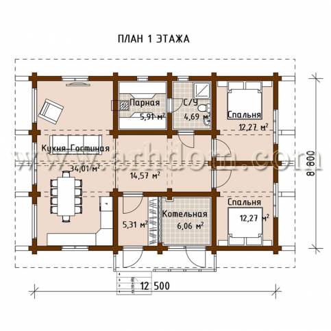 План первого этажа проекта Велегож Парк-110 (с баней)