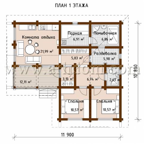План первого этажа проекта Баня-110
