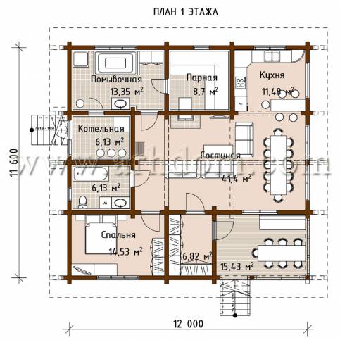 План первого этажа проекта Баня-151