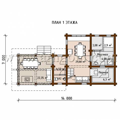 План первого этажа проекта Баня-127