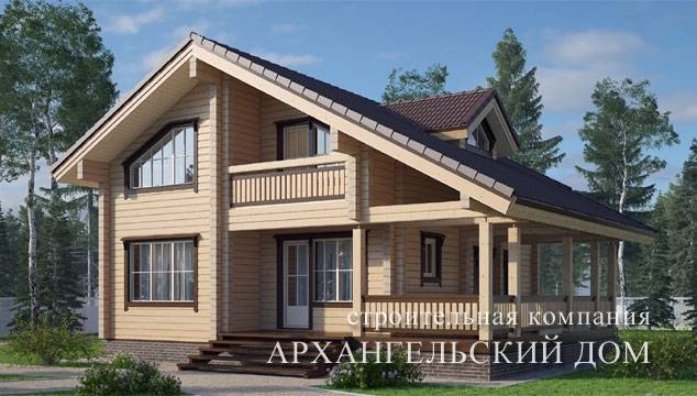 Проект деревянного дома из оцилиндрованного бруса Никольское-191